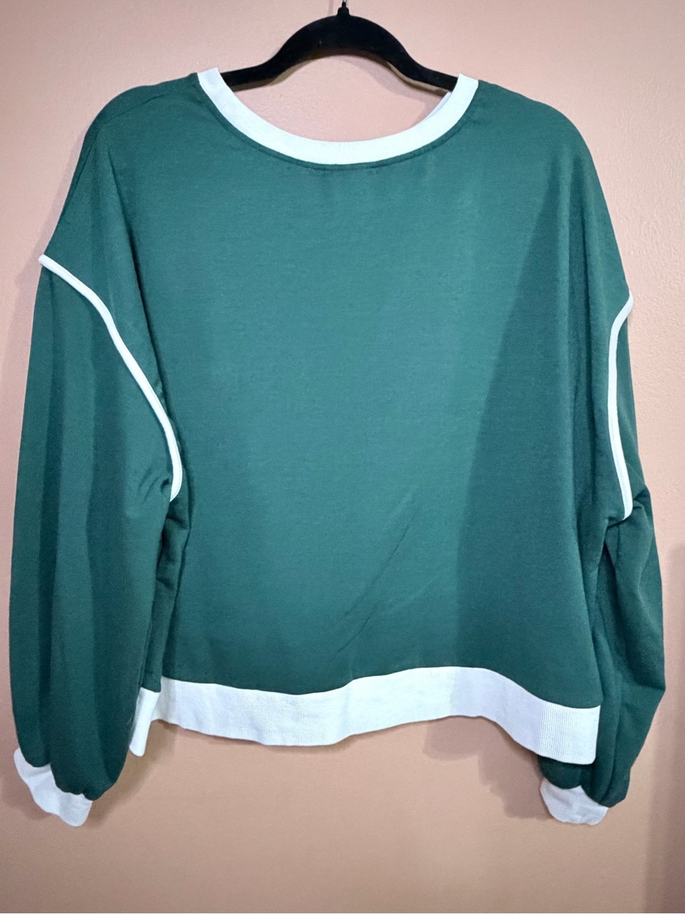 Amazon Green Crewneck Sweatshirt with White Contrast Trim
